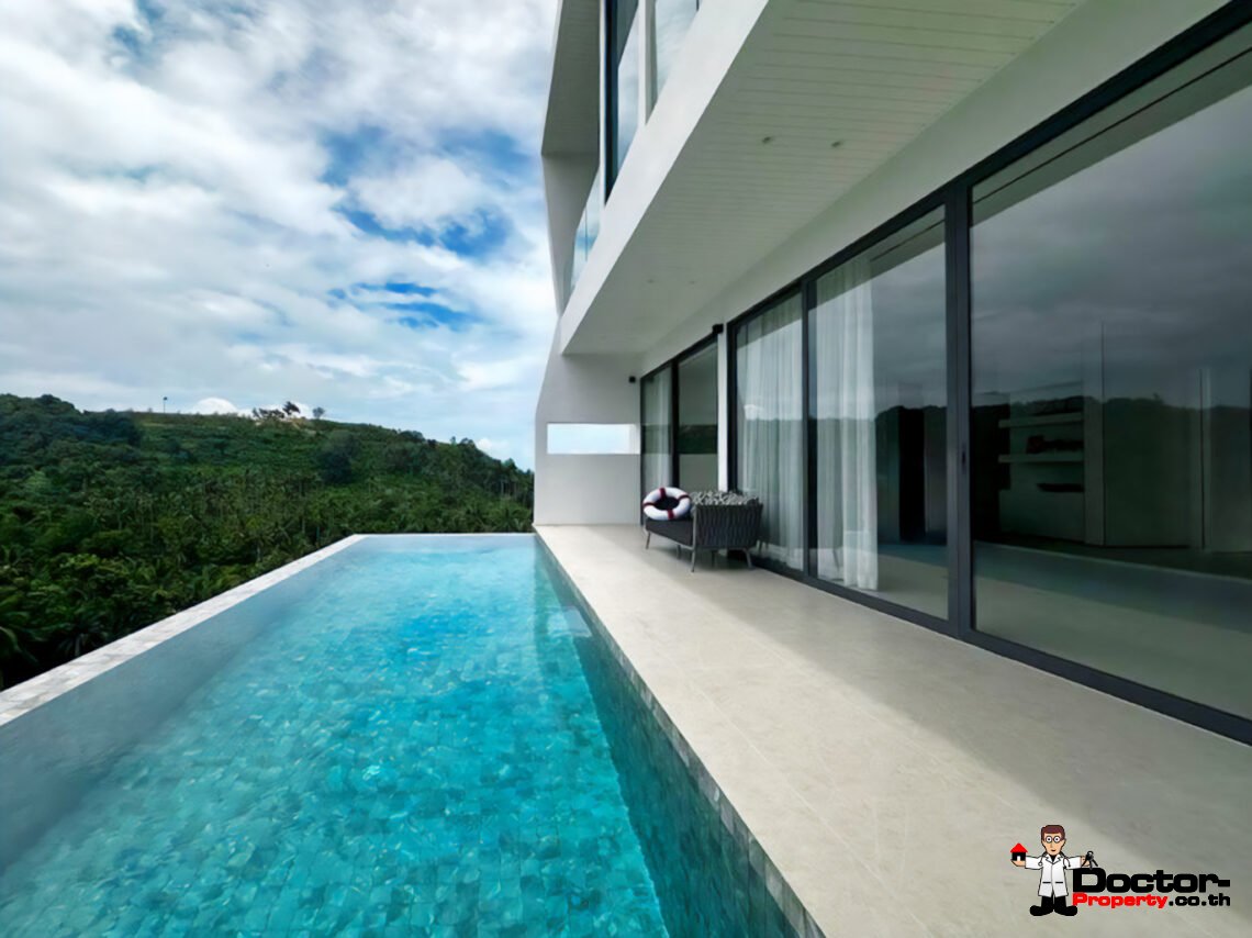 New 4 Bedroom Pool Villa with Sea View in Bang Por, Koh Samui – For Sale